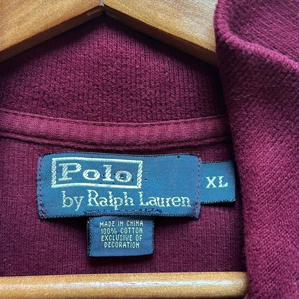 Polo Ralph Lauren maroon burgundy wine ribbed quarter zip pullover sweater